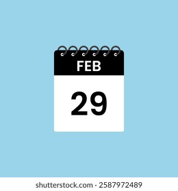 February 29 calendar reminder. 29th February Date Month calendar icon design template.