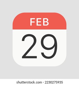 Icono del 29 de febrero aislado en segundo plano. Símbolo de calendario moderno, simple, vector, icono para el diseño de sitios web, aplicación móvil, ui. Ilustración vectorial