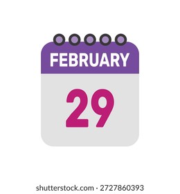 februar 29 icon vektor beginnt mit bunten kalender seite