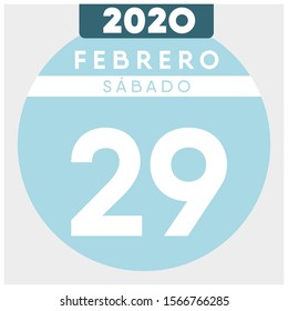 February 29th, 2020, calendar. Light Blue