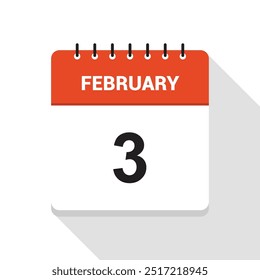 Icono de fecha del calendario del 3 de febrero