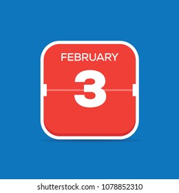 February 3 Calendar Flat Icon
