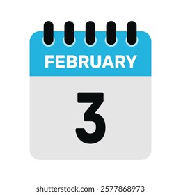 february 3 calendar icon reminder Vector design Illustration.