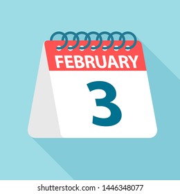 February 3 - Calendar Icon - Vector Illustration