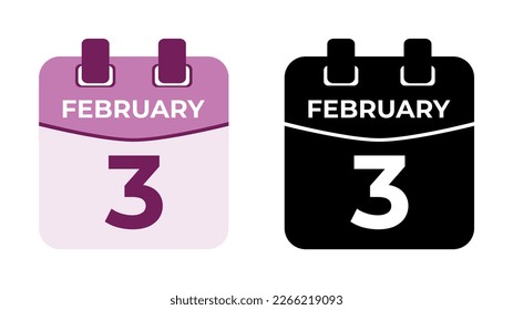 February 3 flat daily spiral calendar icon date vector image in matching color scheme. Suitable and perfect for design material, such as event or reminder. The best editable graphic resources.