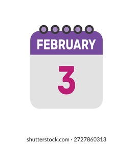 3. Februar Icon Vektor beginnt mit bunten Kalenderseite