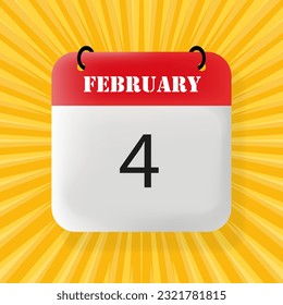 February 4 banner. Speech bubble with February 4 text. Business concept. 3d illustration. Pop art style. Vector line icon for Business