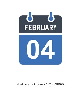 February 4 Calendar Date Icon, Event Date Icon, Calendar Date, Icon Design Vector Graphic
