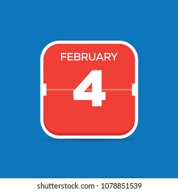 February 4 Calendar Flat Icon