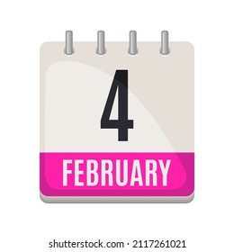 February 4 calendar Icon in flat style isolated on white background. World Alzheimers day.