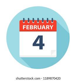 February 4 - Calendar Icon - Vector Illustration