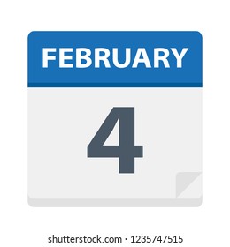 February 4 - Calendar Icon - Vector Illustration