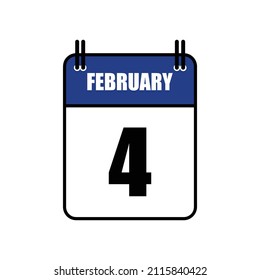 February 4 Calendar Icon Vector Illustration . Date , Day Of Mouth
