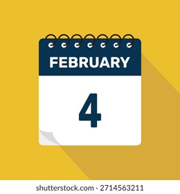 Febrero 4 Calendario Icono Ilustración vectorial con diseño