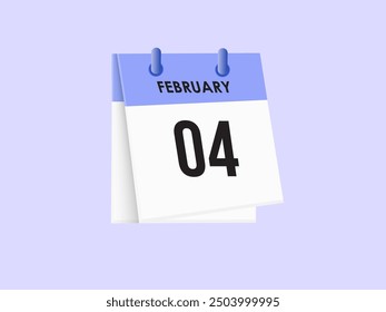 4 de febrero - calendario y planificador de tiempo. Recordatorio de icono de calendario diario. Ilustración vectorial.