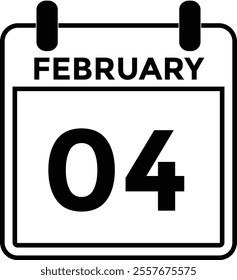 February 4 on calendar icon vector. Calendar vector icon. Deadline. Date. 
