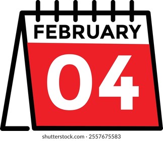 February 4 on calendar icon vector. Calendar vector icon. Deadline. Date. 
