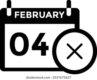 February 4 on calendar icon vector. Calendar vector icon. Deadline. Date. 
