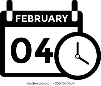 February 4 on calendar icon vector. Calendar vector icon. Deadline. Date. 
