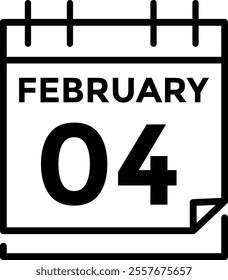 February 4 on calendar icon vector. Calendar vector icon. Deadline. Date. 
