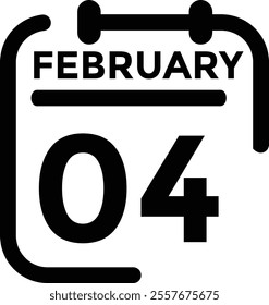 February 4 on calendar icon vector. Calendar vector icon. Deadline. Date. 
