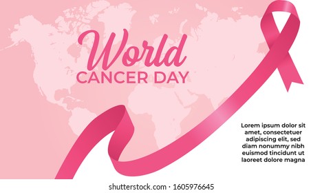 February 4, World Cancer Day with Pink Ribbon