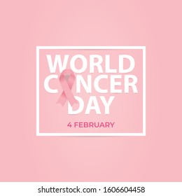 February 4, World Cancer Day with Pink Ribbon