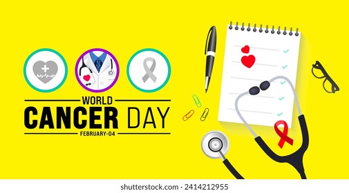 February 4 is World Cancer Day background template with usa flag theme concept. Holiday concept. use to background, banner, placard, card, and poster design template with text inscription