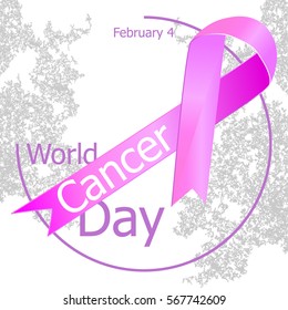 February 4. World cancer day design background with pink ribbon. Vector Illustration, World Cancer Day. 