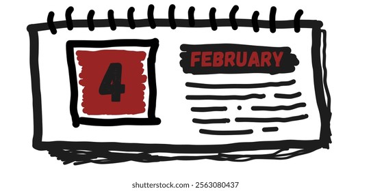 February 4th: Calendar Date Illustration