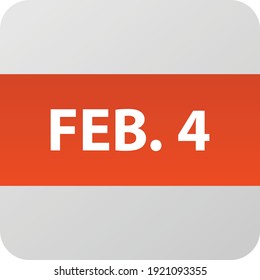 Icono de fecha 4 de febrero, ilustración vectorial de un solo día estilo plano moderno. Elemento Calendar para diseño web, planificación, organizador. 