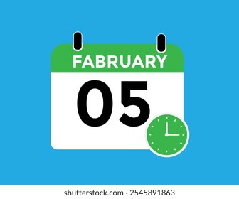 February 5 Calendar Day or Calender Date for Deadlines or Appointment. 5 February calendar icon. calendar date icon on white background.
