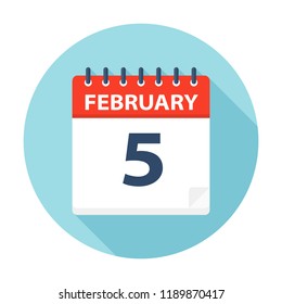 February 5 - Calendar Icon - Vector Illustration