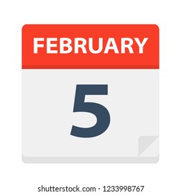 February 5 - Calendar Icon - Vector Illustration