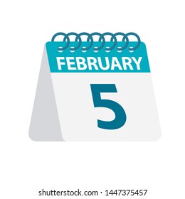 February 5 - Calendar Icon - Vector Illustration
