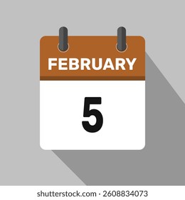 february 5 calendar icon vector month date number illustration design