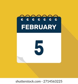 february 5 calendar icon vector illustration with design