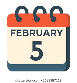 February 5 calendar vector on white background
Vector calendar with date