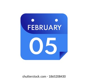 5 de febrero Fecha en un calendario de un solo día en estilo plano, 5 de febrero icono del calendario