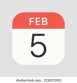 February 5 icon isolated on background. Calendar symbol modern, simple, vector, icon for website design, mobile app, ui. Vector Illustration