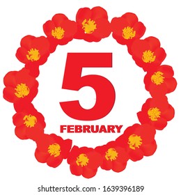 February 5 icon. For planning important day. Banner for holidays and special days. Vector illustration.