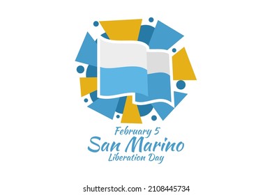 February 5, Liberation Day of San Marino vector illustration. Suitable for greeting card, poster and banner.