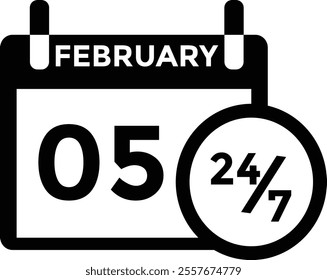 February 5 on calendar icon vector. Calendar vector icon. Deadline. Date.