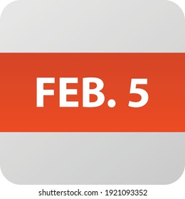 February 5th date icon, single day vector illustration modern flat style. Calendar element for web design, schedule, planner, organizer. 
