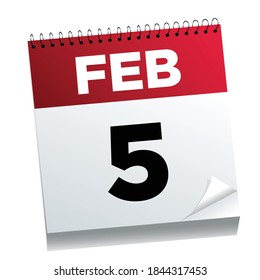 February 5th on a calendar page - illustrated. 