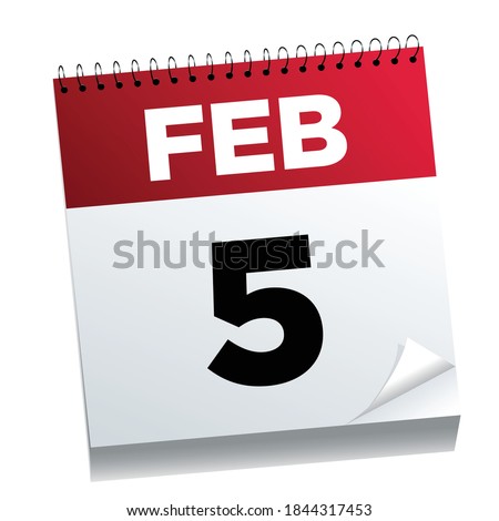 February 5th on a calendar page - illustrated. 