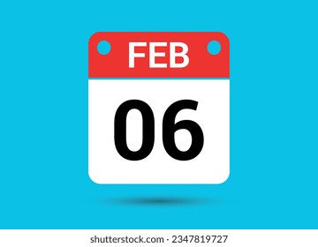 Februar 6 Kalendertag flaches Symbol Tag 6 Vektorgrafik