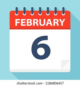 February 6 - Calendar Icon - Vector Illustration