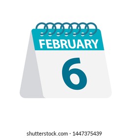 February 6 - Calendar Icon - Vector Illustration