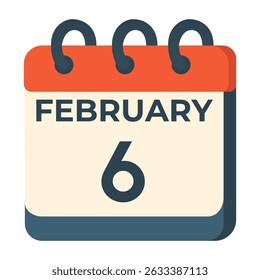 6. Februar-Kalender, Vektor auf weißem Hintergrund
Vektorkalender mit Datum